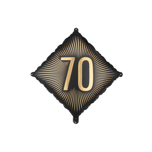 Čierny fóliový balón 70 s zlatým nápisom, 46 × 46 cm